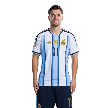 Argentina National Football Team 2026 World Cup Jersey (Player Version/Match Version) — Midfielders: No.11 Giovani Lo Celso, No.14 Exequiel PALACIOS, No.15 Nico GONZALEZ / Camiseta de la selección argentina de fútbol para la Copa del Mundo