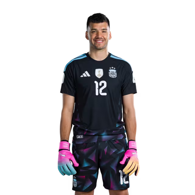 Argentina National Football Team 2026 World Cup Jersey (Player Version/Match Version) — Goalkeepers: No.1 Juan MUSSO, No.12 Geronimo RULLI, No.23 Emiliano MARTINEZ / Porteros: No.1 Juan MUSSO, No.12 Gerónimo RULLI, No.23 Emiliano MARTINEZ