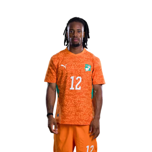 Côte d'Ivoire National Team 2026 World Cup Jersey (Player/Match Version) — Forwards: No. 12 Elye Wahi, No. 14 Oumar Diakite, No. 15 Amad Diallo/ Attaquants : n° 12 Elye WAHI, n° 14 Oumar DIAKITE, n° 15 Amad DIALLO