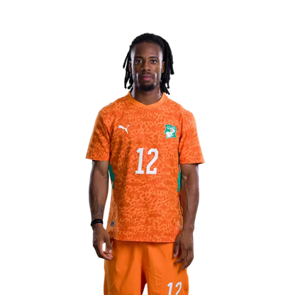 Côte d'Ivoire National Team 2026 World Cup Jersey (Player/Match Version) — Forwards: No. 12 Elye Wahi, No. 14 Oumar Diakite, No. 15 Amad Diallo/ Attaquants : n° 12 Elye WAHI, n° 14 Oumar DIAKITE, n° 15 Amad DIALLO