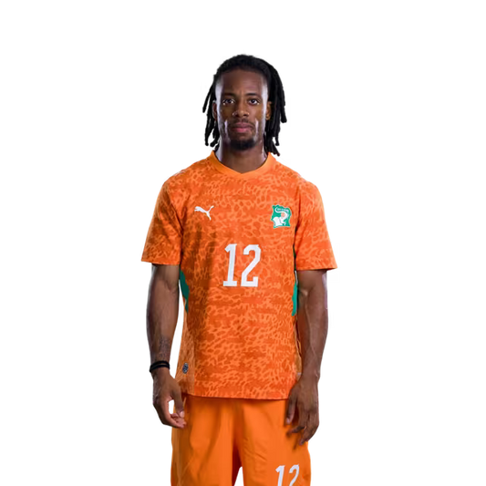 Côte d'Ivoire National Team 2026 World Cup Jersey (Player/Match Version) — Forwards: No. 12 Elye Wahi, No. 14 Oumar Diakite, No. 15 Amad Diallo/ Attaquants : n° 12 Elye WAHI, n° 14 Oumar DIAKITE, n° 15 Amad DIALLO