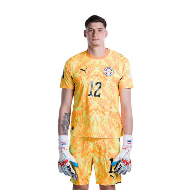 Paraguay National Football Team 2026 World Cup Jersey (Player Version/Match Version) — Goalkeepers: No. 1 Gatito Fernández, No. 12 Orlando Gill, No. 22 Gastón Olveira / Porteros: No 1 Gatito FERNANDEZ, No 12 Orlando GILL,No. 22 Gastón OLVEIRA rehegua