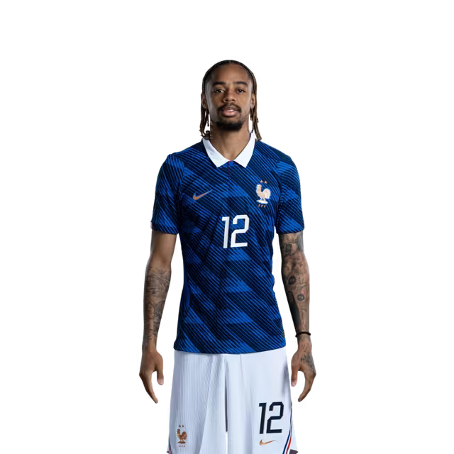 France National Football Team 2026 World Cup Jersey (Player Version/Match Issue) — Forwards: No. 11 Michael Olise, No. 12 Bradley Barcola, No. 20 Désiré Doué, No. 22 Jean-Philippe Mateta / Maillot de l'équipe de France de football pour la Coupe du Monde