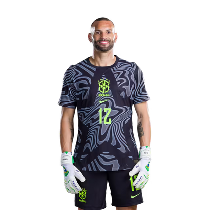 Brazil National Team 2026 World Cup Jersey (Player Version/Match Version) — Goalkeepers: No. 1 Alisson, No. 17 Charles De Ketelaere, No. 26 Matias Fernandez-Pardo./ Goleiros: Nº 1 ALISSON, Nº 17 Charles DE KETELAERE, Nº 26 Matias FERNANDEZ-PARDO