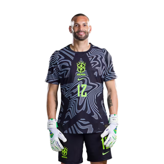 Brazil National Team 2026 World Cup Jersey (Player Version/Match Version) — Goalkeepers: No. 1 Alisson, No. 17 Charles De Ketelaere, No. 26 Matias Fernandez-Pardo./ Goleiros: Nº 1 ALISSON, Nº 17 Charles DE KETELAERE, Nº 26 Matias FERNANDEZ-PARDO