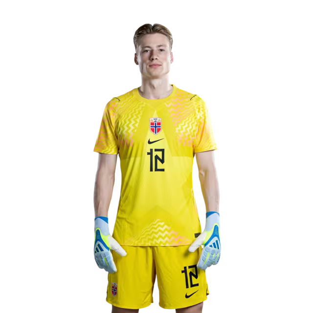 Norway National Football Team 2026 World Cup Jersey (Player Version/Match Version) — Goalkeepers: No. 1 Ørjan Nyland, No. 12 Sander Tangvik, No. 13 Egil Selvik / Keepere: Nr. 1 Ørjan NYLAND, nr. 12 Sander TANGVIK, nr. 13 Egil SELVIK