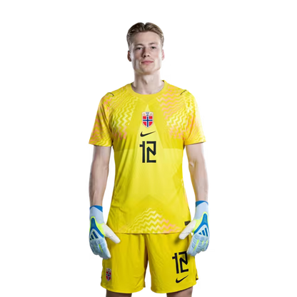 Norway National Football Team 2026 World Cup Jersey (Player Version/Match Version) — Goalkeepers: No. 1 Ørjan Nyland, No. 12 Sander Tangvik, No. 13 Egil Selvik / Keepere: Nr. 1 Ørjan NYLAND, nr. 12 Sander TANGVIK, nr. 13 Egil SELVIK
