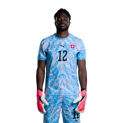 Switzerland National Team 2026 Jersey (Player Version) — Goalkeepers: No. 1 Gregor Kobel, No. 12 Yvon Mvogo, No. 21 Marvin Keller / Torhüter: Nr. 1 Gregor Kobel, Nr. 12 Yvon Mvogo, Nr. 21 Marvin Keller