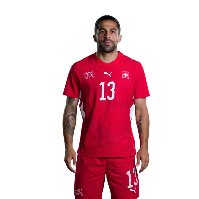 Switzerland National Team 2026 Jersey (Player Version) – Defenders: No. 5 Manuel Akanji, No. 13 Ricardo Rodríguez, No. 18 Eray Cömert / Verteidiger: Nr. 5 Manuel Akanji, Nr. 13 Ricardo Rodriguez, Nr. 18 Eray Coemert