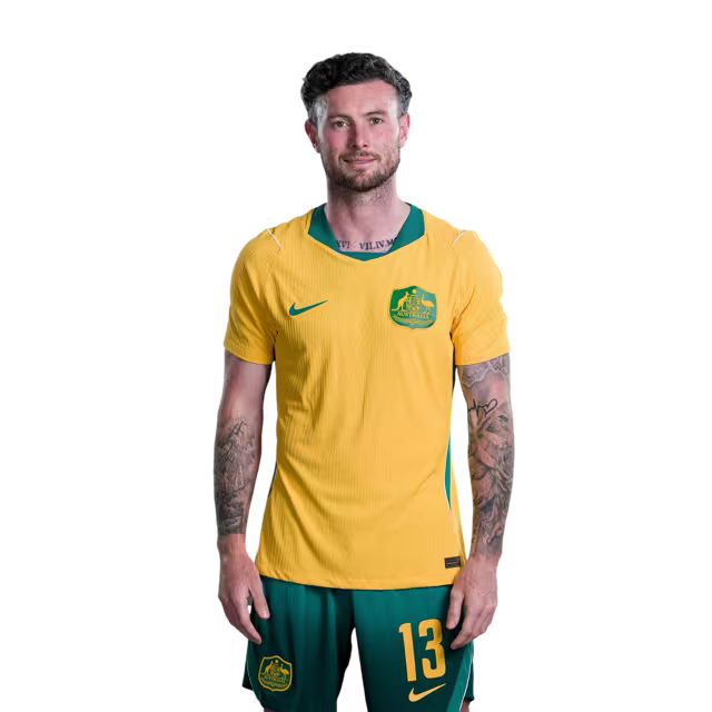 Australia National Soccer Team 2026 FIFA World Cup Jerseys (Player Version and Match Version) – Midfielders: #8 Connor METCALFE,#13 Aiden ONEILL, #14 Cameron DEVLIN