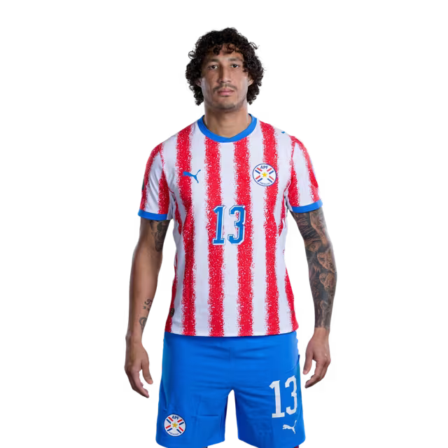 Paraguay National Football Team 2026 World Cup Jersey (Player Version/Match Version) — Defenders: No. 5 Fabián Balbuena, No. 6 Junior Alonso, No. 16 Joseph Canale / Defensores: No 5 Fabian BALBUENA, No 6 Junior ALONSO,No. 16 José CANALE rehegua