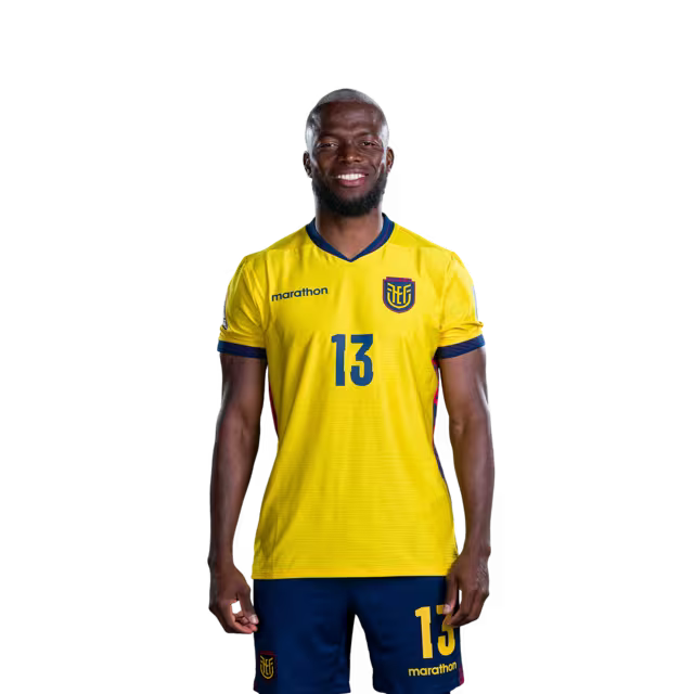 Ecuador National Football Team 2026 World Cup Jersey (Player/Match Version) — Forwards: No. 9 John Yeboah, No. 11 Kevin Rodríguez, No. 13 Enner Valencia./ Delanteros: N.° 9 John YEBOAH, N.° 11 Kevin RODRIGUEZ, N.° 13 Enner VALENCIA
