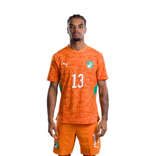 Côte d'Ivoire National Team 2026 World Cup Jersey (Player Version/Match Issue) — Defenders: No. 7 Odilon Kossounou, No. 3 Christopher Operi, No. 17 Guela Doué/ Défenseurs : n° 7 Odilon Kossounou, n° 3 Christopher Operari, n° 17 Guela Doue