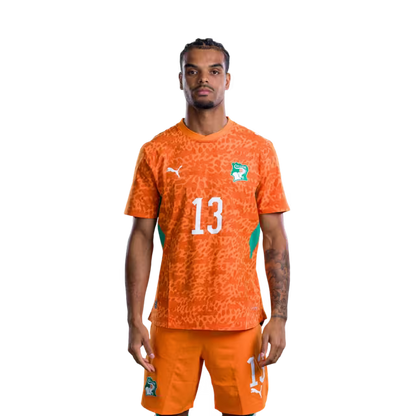 Côte d'Ivoire National Team 2026 World Cup Jersey (Player Version/Match Issue) — Defenders: No. 7 Odilon Kossounou, No. 3 Christopher Operi, No. 17 Guela Doué/ Défenseurs : n° 7 Odilon Kossounou, n° 3 Christopher Operari, n° 17 Guela Doue