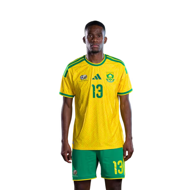 South Africa National Football Team 2026 World Cup Jersey (Player Version/Match Version) — Midfielders: No.13 Sphephelo SITHOLE, No.23 Jayden ADAMS