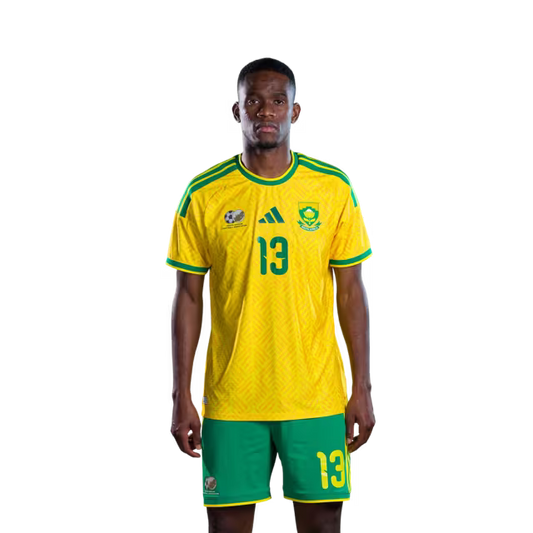South Africa National Football Team 2026 World Cup Jersey (Player Version/Match Version) — Midfielders: No.13 Sphephelo SITHOLE, No.23 Jayden ADAMS