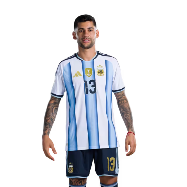 Argentina National Football Team 2026 World Cup Jersey (Player Version/Match Version) — Defenders: No.6 Lisandro MARTINEZ, No.13 Cristian ROMERO, No.19 Nicolas OTAMENDI / Defensores: No.6 Lisandro MARTINEZ, No.13 Cristian ROMERO, No.19 Nicolas OTAMENDI