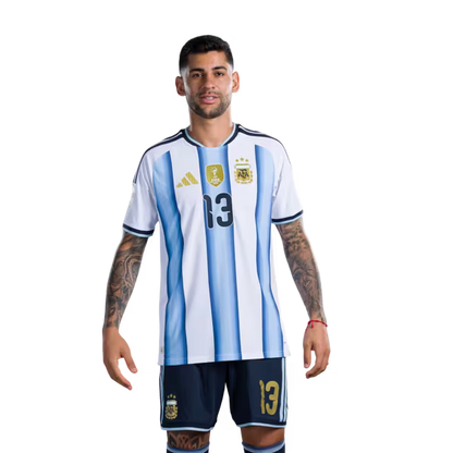 Argentina National Football Team 2026 World Cup Jersey (Player Version/Match Version) — Defenders: No.6 Lisandro MARTINEZ, No.13 Cristian ROMERO, No.19 Nicolas OTAMENDI / Defensores: No.6 Lisandro MARTINEZ, No.13 Cristian ROMERO, No.19 Nicolas OTAMENDI
