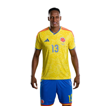 Colombia National Football Team 2026 World Cup Jersey (Player Version/Match Version) — Defenders: No. 13 Yerry Mina, No. 14 Gustavo Puerta, No. 17 Johan Mojica/Defensas: N.º 13 Yerry MINA, N.º 14 Gustavo PUERTA, N.º 17 Johan MOJICA