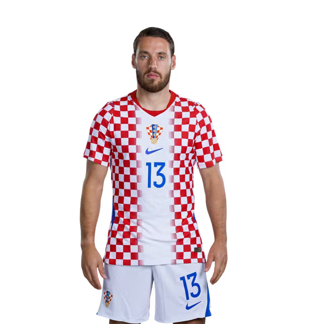 Croatia National Team 2026 World Cup Jersey (Player Version/Match Issue) — Midfielders: No. 13 Nikola Vlašić, No. 15 Mario Pašalić, No. 16 Martin Baturina / Veznjaci: Br. 13 Nikola VLASIĆ, Br. 15 Mario PASALIĆ, Br. 16 Martin BATURINA