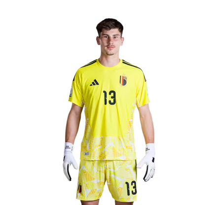 Belgium National Football Team – 2026 World Cup Jerseys (Player/Match Version) – Goalkeepers: No. 1 Thibaut Courtois, No. 12 Senne Lammens, No. 13 Mike Penders/ Doelmannen: nr. 1 Thibaut Courtois, nr. 12 Senne Lammens, nr. 13 Mike Penders