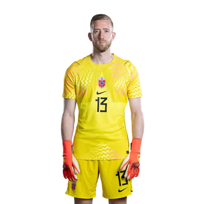 Norway National Football Team 2026 World Cup Jersey (Player Version/Match Version) — Goalkeepers: No. 1 Ørjan Nyland, No. 12 Sander Tangvik, No. 13 Egil Selvik / Keepere: Nr. 1 Ørjan NYLAND, nr. 12 Sander TANGVIK, nr. 13 Egil SELVIK