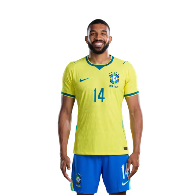 Brazil National Team 2026 World Cup Jersey (Player Version/Match Version) — Defenders: No. 13 Danilo, No. 14 Bremer, No. 15 Léo Pereira/ Defensores: Nº 13 DANILO, Nº 14 BREMER, Nº 15 LEO PEREIRA