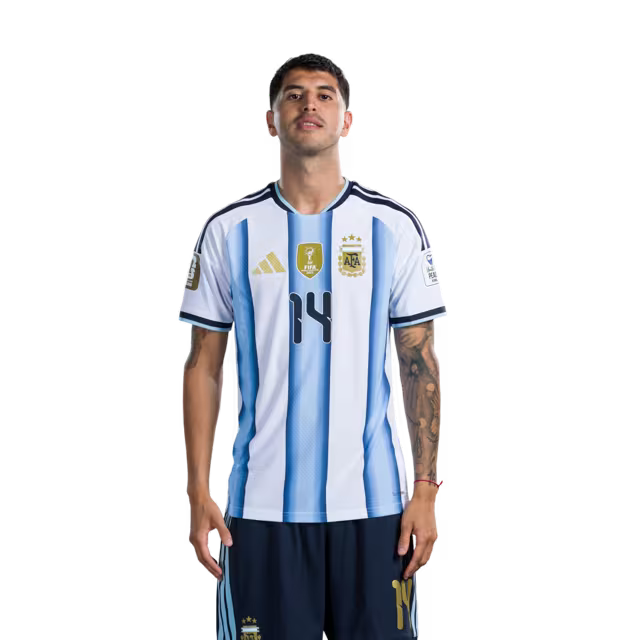 Argentina National Football Team 2026 World Cup Jersey (Player Version/Match Version) — Midfielders: No.11 Giovani Lo Celso, No.14 Exequiel PALACIOS, No.15 Nico GONZALEZ / Camiseta de la selección argentina de fútbol para la Copa del Mundo