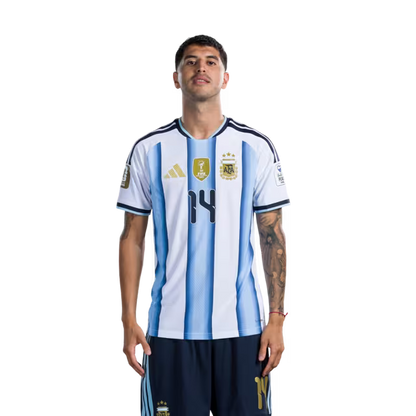 Argentina National Football Team 2026 World Cup Jersey (Player Version/Match Version) — Midfielders: No.11 Giovani Lo Celso, No.14 Exequiel PALACIOS, No.15 Nico GONZALEZ / Camiseta de la selección argentina de fútbol para la Copa del Mundo