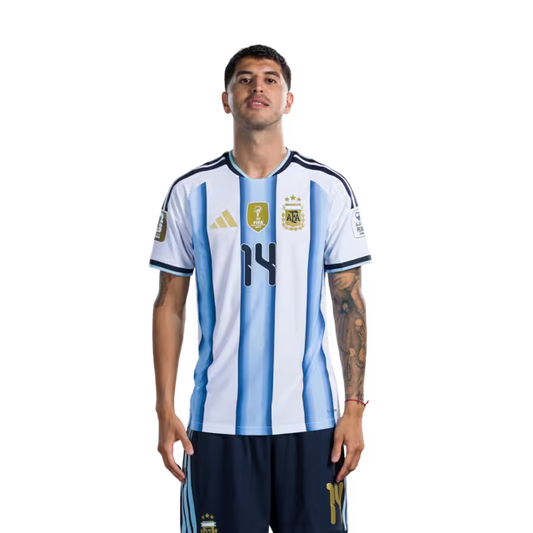 Argentina National Football Team 2026 World Cup Jersey (Player Version/Match Version) — Midfielders: No.11 Giovani Lo Celso, No.14 Exequiel PALACIOS, No.15 Nico GONZALEZ / Camiseta de la selección argentina de fútbol para la Copa del Mundo