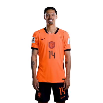 Netherlands National Team 2026 World Cup Jersey (Player Version/Match Issue) — Midfielders: No. 14 Tijjani Reijnders, No. 16 Guus Til, No. 20 Teun Koopmeiners / Middenvelders: nr. 14 Tijjani REIJNDERS, nr. 16 Guus TIL, nr. 20 Teun KOOPMEINERS