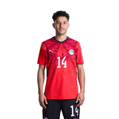 Egypt National Football Team 2026 World Cup Jersey (Player/Match Version) — Midfielders: No. 8 Emam Ashour, No. 11 Mostafa Zico, No. 14 Hamdy Fathy./ لاعبو الوسط: رقم 8 إمام عاشور، رقم 11 مصطفى زيكو، رقم 14 حمدي فتحي.
