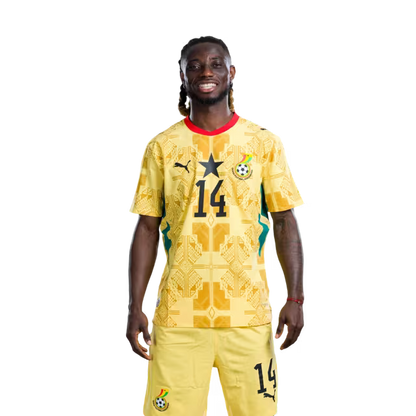 Ghana National Football Team 2026 World Cup Jersey (Player Version/Match Version) — Defenders: No.14 Gideon MENSAH, No.17 Baba RAHMAN,No.18 Jerome OPOKU