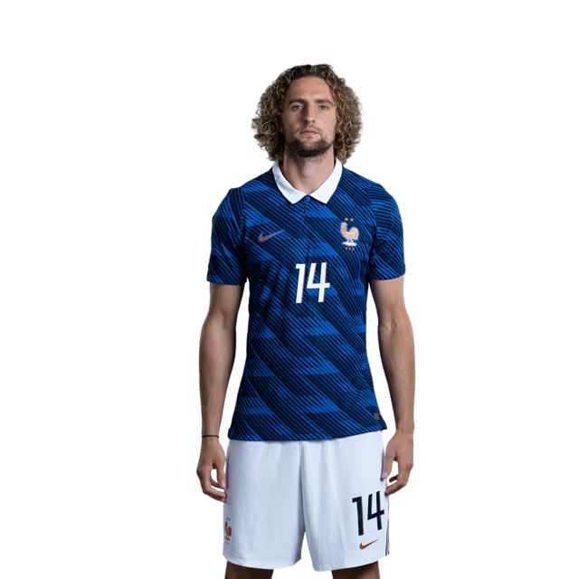 France National Football Team 2026 World Cup Jersey (Player Version/Match Issue) — Midfielders: No. 14 Adrien Rabiot, No. 18 Warren Zaïre-Emery, No. 24 Rayan Cherki, No. 25 Maghnes Akliouche / Maillot de l'équipe de France de football