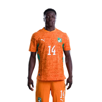 Côte d'Ivoire National Team 2026 World Cup Jersey (Player/Match Version) — Forwards: No. 12 Elye Wahi, No. 14 Oumar Diakite, No. 15 Amad Diallo/ Attaquants : n° 12 Elye WAHI, n° 14 Oumar DIAKITE, n° 15 Amad DIALLO