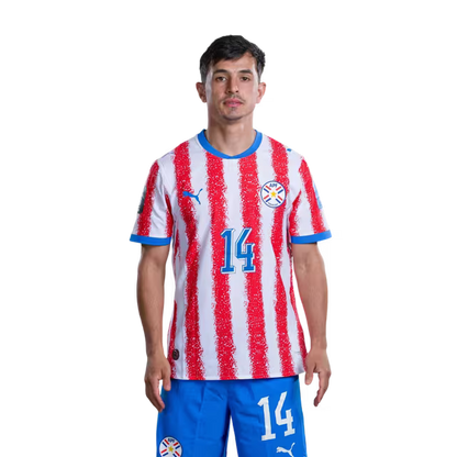 Paraguay National Football Team 2026 World Cup Jerseys (Player/Match Versions) – Midfielders: No. 11 Mauricio, No. 14 Andrés Cubas, No. 16 Damián Bobadilla / Mediocampista: No 11 MAURICIO, No 14 Andrés CUBAS,No. 16 Damián BOBADILLA rehegua