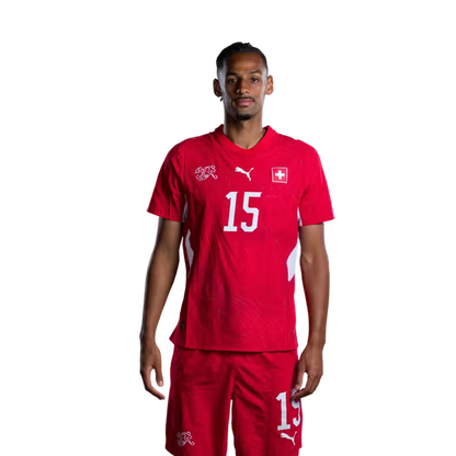 Switzerland National Team 2026 Jersey (Player Version/Match Issue) — Midfielders: No. 10 Granit Xhaka, No. 14 Ardon Jashari, No. 15 Djibril Sow / Mittelfeldspieler: Nr. 10 Granit Xhaka, Nr. 14 Ardon Jashari, Nr. 15 Djibril Sow