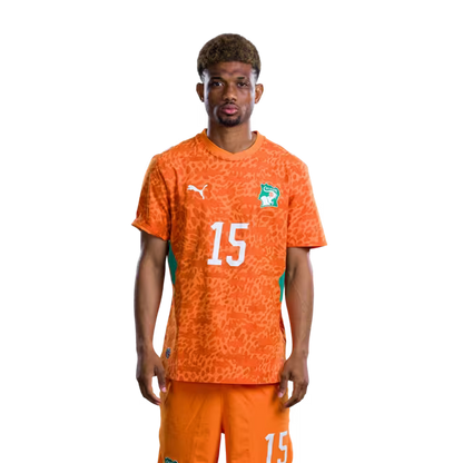 Côte d'Ivoire National Team 2026 World Cup Jersey (Player/Match Version) — Forwards: No. 12 Elye Wahi, No. 14 Oumar Diakite, No. 15 Amad Diallo/ Attaquants : n° 12 Elye WAHI, n° 14 Oumar DIAKITE, n° 15 Amad DIALLO