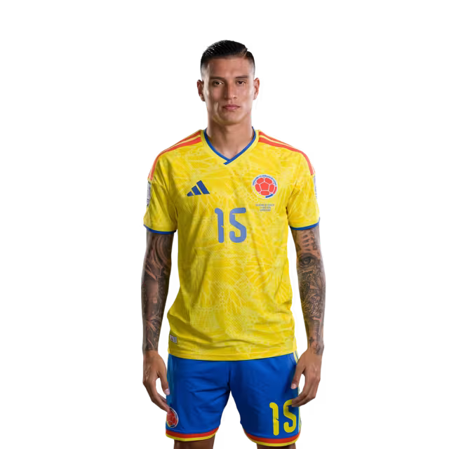 Colombia National Football Team 2026 World Cup Jersey (Player Version/Match Version) — Midfielders:No. 10 James Rodríguez, No. 11 Jhon Arias, No. 15 Juan Portilla/Centrocampistas: N.º 10 James RODRÍGUEZ, N.º 11 Jhon ARIAS, N.º 15 Juan PORTILLA