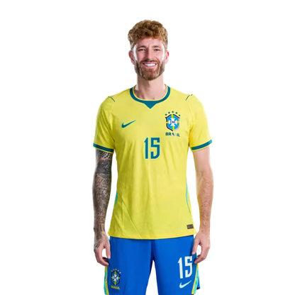 Brazil National Team 2026 World Cup Jersey (Player Version/Match Version) — Defenders: No. 13 Danilo, No. 14 Bremer, No. 15 Léo Pereira/ Defensores: Nº 13 DANILO, Nº 14 BREMER, Nº 15 LEO PEREIRA