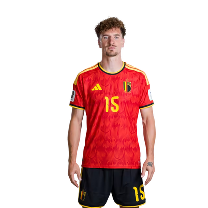 Belgium National Football Team – 2026 World Cup Jersey (Player Version/Match Version) – Defenders: No. 5 Maxim De Cuyper, No. 15 Thomas Meunier, No. 16 Koni De Winter/Verdedigers: nr. 5 Maxim DE CUYPER, nr. 15 Thomas MEUNIER, nr. 16 Koni DE WINTER