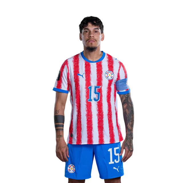 Paraguay National Football Team 2026 FIFA World Cup Jersey (Player/Match Version) – Defenders: No. 15 Gustavo GÓMEZ, No. 26 Alexandro MAIDANA / Defensores: No 15 Gustavo GOMEZ, No 26 Alexandro MAIDANA
