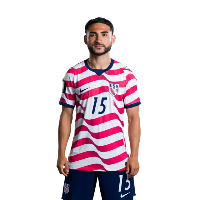 United States National Soccer Team 2026 FIFA World Cup Jersey (Player Version and Match Version) – Midfielders: No. 14 Sebastian BERHALTER, No. 15 Cristian ROLDAN,No. 17 Malik TILLMAN