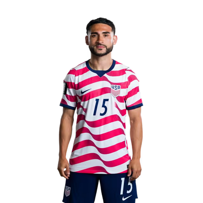 United States National Soccer Team 2026 FIFA World Cup Jersey (Player Version and Match Version) – Midfielders: No. 14 Sebastian BERHALTER, No. 15 Cristian ROLDAN,No. 17 Malik TILLMAN