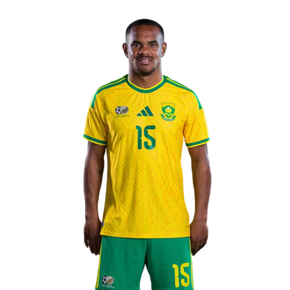 South Africa National Football Team 2026 World Cup Jersey (Player Version/Match Version) — Forwards: No.10 Relebohile MOFOKENG, No.12 Thapelo MASEKO,No.15 Iqraam RAYNERS