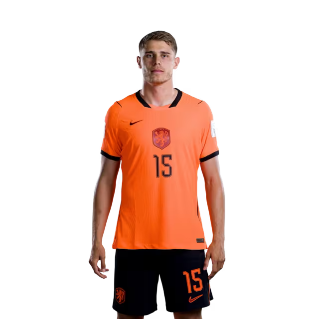 Netherlands National Team 2026 World Cup Jersey (Player Version/Match Version) — Defenders: No. 6 Jan Paul van Hecke, No. 12 Mats Wieffer, No. 15 Micky van de Ven / Verdedigers: nr. 6 Jan Paul VAN HECKE, nr. 12 Mats WIEFFER, nr. 15 Micky VAN DE VEN