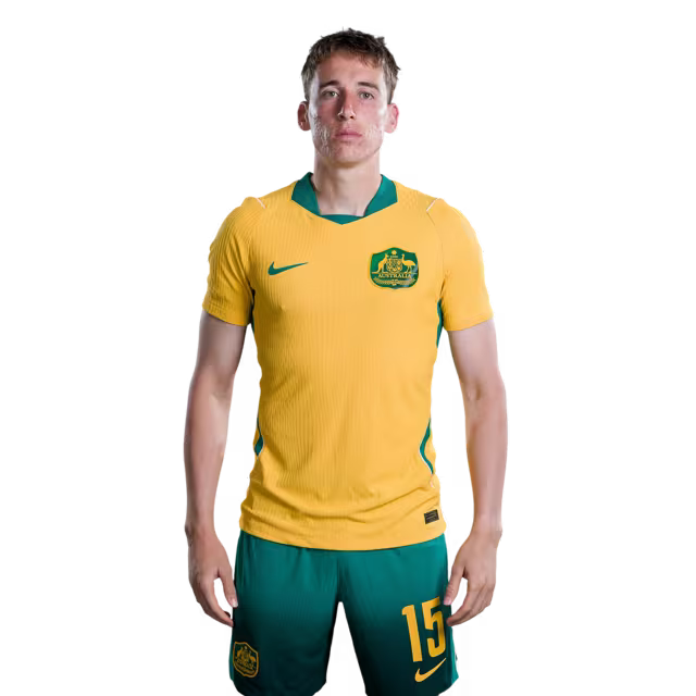 Australia National Soccer Team 2026 FIFA World Cup Jerseys (Player Version and Match Version) – Defenders: #5 Jordan BOS,#6 Jason GERIA, #15 Kai TREWIN