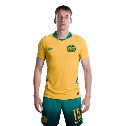 Australia National Soccer Team 2026 FIFA World Cup Jerseys (Player Version and Match Version) – Defenders: #5 Jordan BOS,#6 Jason GERIA, #15 Kai TREWIN