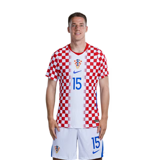 Croatia National Team 2026 World Cup Jersey (Player Version/Match Issue) — Midfielders: No. 13 Nikola Vlašić, No. 15 Mario Pašalić, No. 16 Martin Baturina / Veznjaci: Br. 13 Nikola VLASIĆ, Br. 15 Mario PASALIĆ, Br. 16 Martin BATURINA