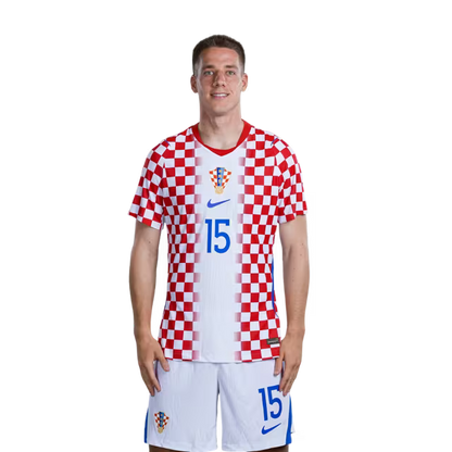 Croatia National Team 2026 World Cup Jersey (Player Version/Match Issue) — Midfielders: No. 13 Nikola Vlašić, No. 15 Mario Pašalić, No. 16 Martin Baturina / Veznjaci: Br. 13 Nikola VLASIĆ, Br. 15 Mario PASALIĆ, Br. 16 Martin BATURINA